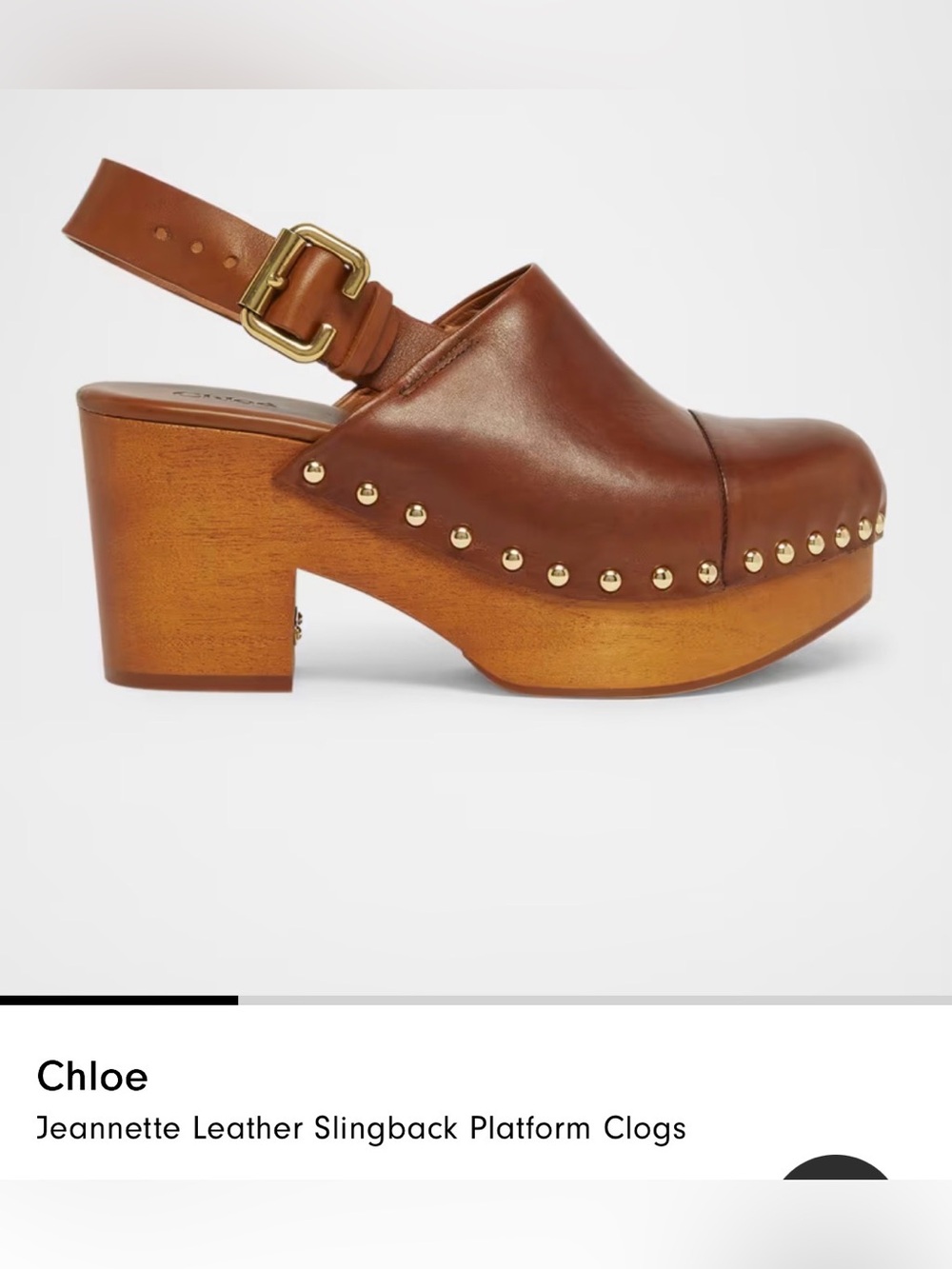 Chloe Jeannette Leather Slingback Platform Clogs NWT